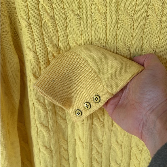 Talbots Spring Yellow Cable Sweater - Picture 4 of 4